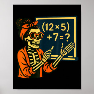 Póster Profesor de Halloween Seis Siete Meme 6 7 Esquelet