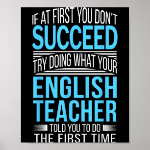 Póster Profesor de inglés Si al principio no lo consigues