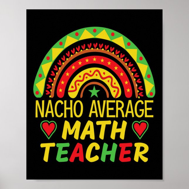 Póster Profesor de matemáticas boho arcoíris no promedio  (Frente)