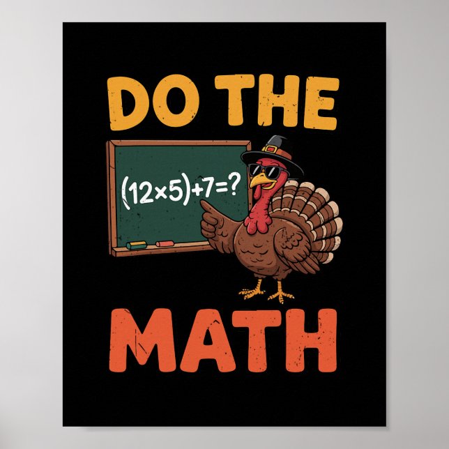 Póster Profesor de matemáticas divertido Día de Acción de (Frente)