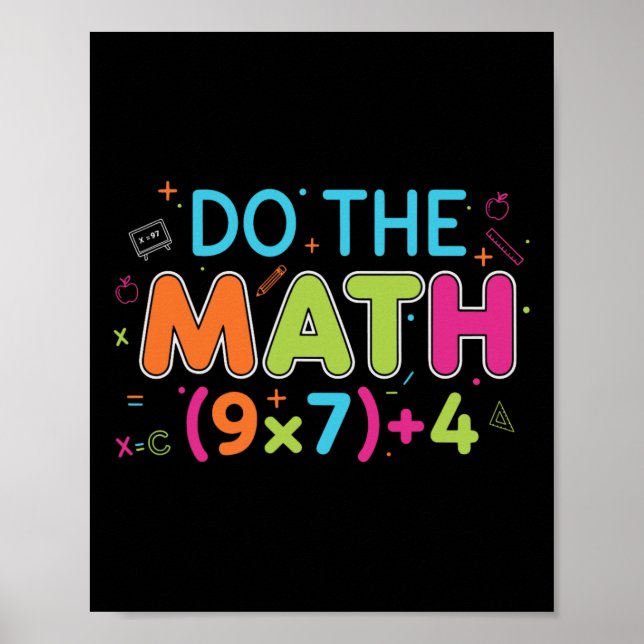 Póster Profesor de matemáticas divertido hace matemáticas (Frente)