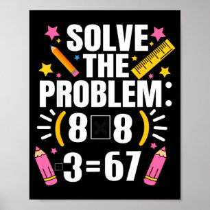 Póster Profesor de matemáticas divertido resuelve el prob