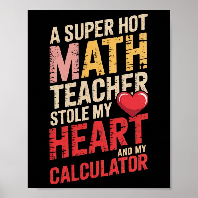 Póster Profesor de Matemáticas Divertido San Valentín Álg (Frente)