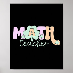 Póster Profesor de matemáticas lindo trébol Álgebra Geome