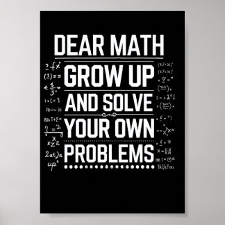 Póster Profesor de Matemáticas Querida Matemáticas Crece