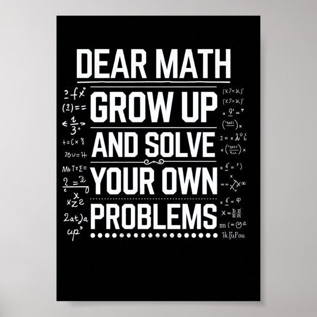 Póster Profesor de Matemáticas Querida Matemáticas Crece  (Frente)