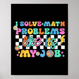Póster Profesor de matemáticas retro divertido volver al