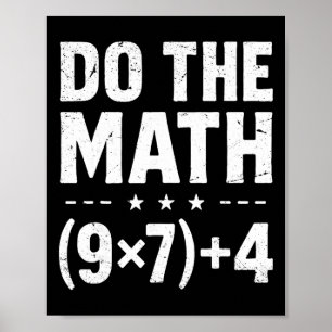 Póster Profesor de Matemáticas Vintage Haz las cuentas 67