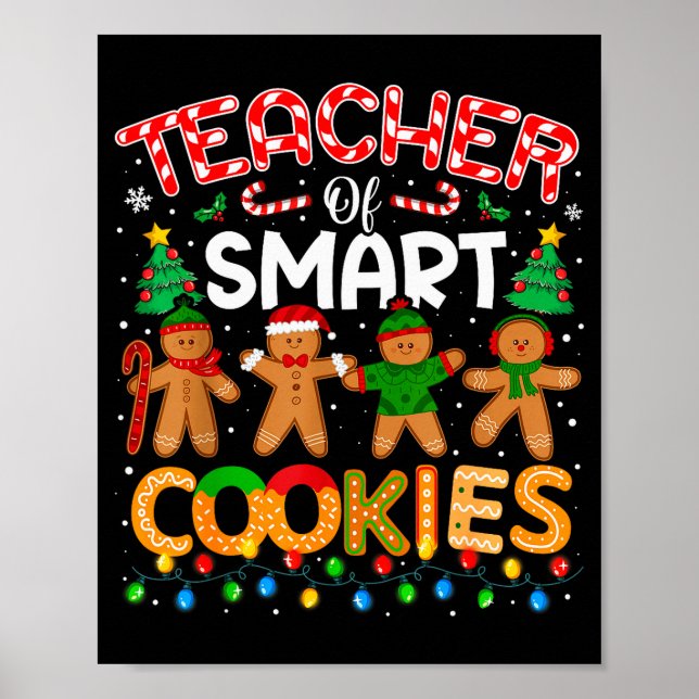 Póster Profesor de Navidad de galletas inteligentes diver (Frente)