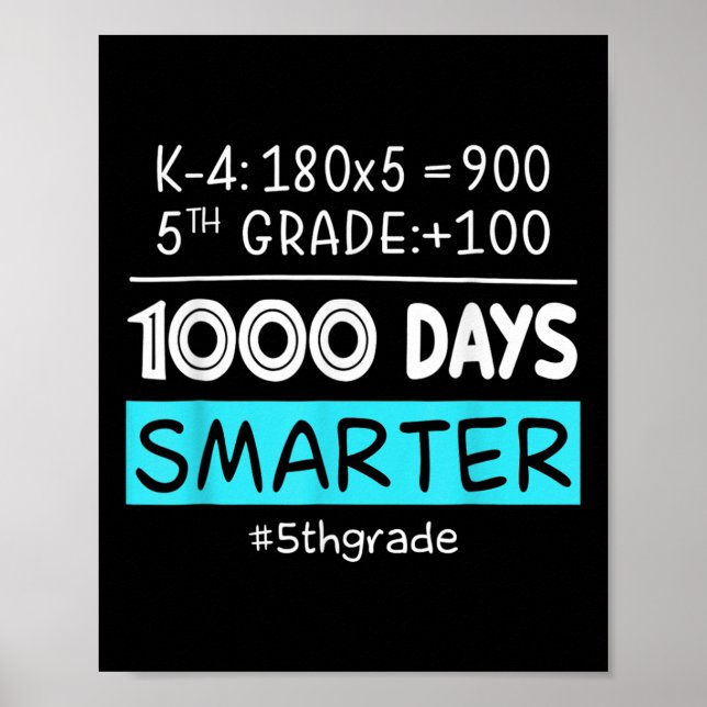 Póster Profesor de quinto grado 1000 días más inteligente (Frente)