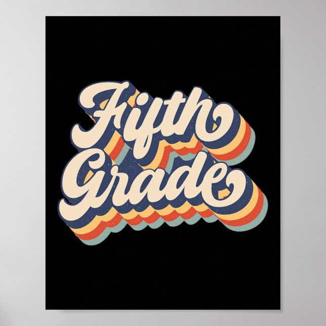 Póster Profesor De Quinto Grado Retro Sunset Y Estudiante (Frente)