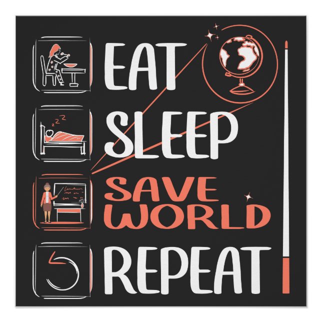 Póster Profesor de Supergeografía ahorra al mundo gracias (Anverso)