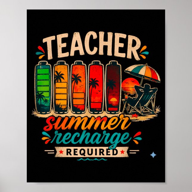 Póster Profesor divertido recarga de verano requerida ret (Frente)