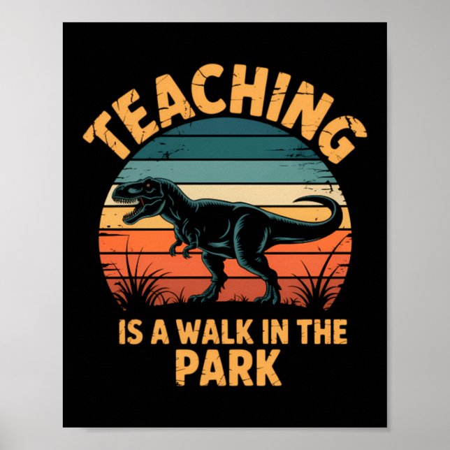 Póster Profesor Divertido Regreso a la Escuela Dinosaurio (Frente)