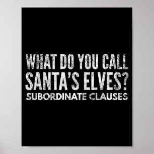 Póster Profesor divertido sobre gramática y Navidad