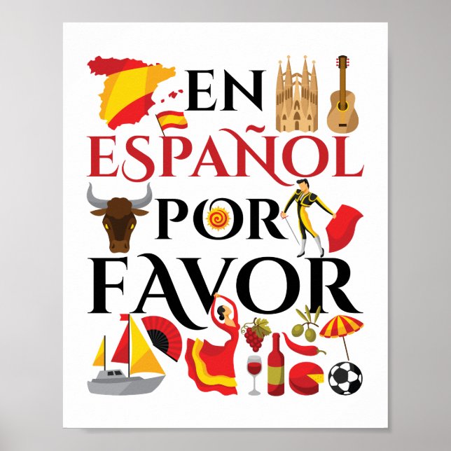 Póster Profesor español en español por favor (Frente)