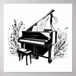 Póster Profesor/estudiante de música moderna de piano bla