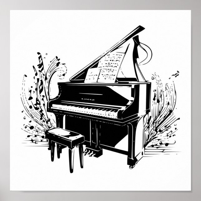 Póster Profesor/estudiante de música moderna de piano bla (Frente)