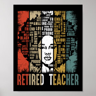 Póster Profesor Jubilado Afro Africano Americano Negro Hi