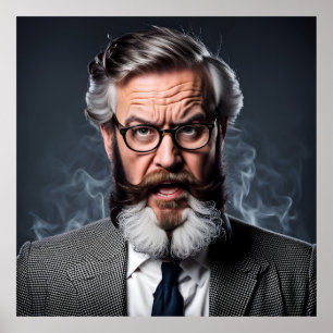 Póster Profesor loco de barba