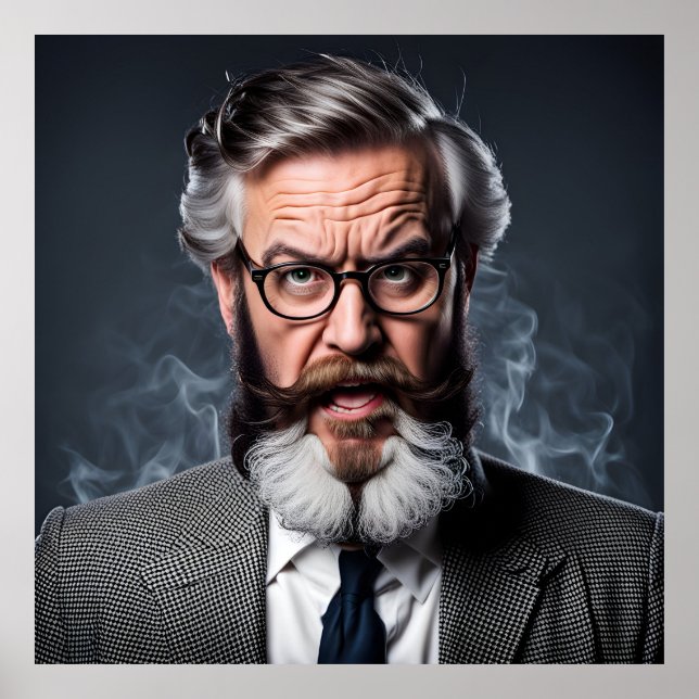 Póster Profesor loco de barba (Frente)