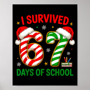 Póster Profesor Navidad Meme Divertido Sobreviví 67 Días