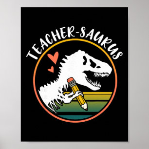 Póster Profesor-saurus divertido diseño de profesor de di
