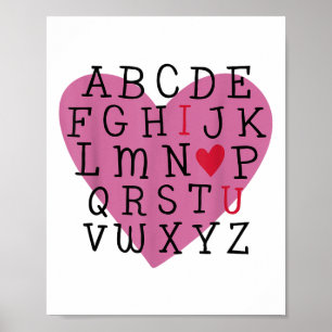 Póster Profesor Valentine I Love U Alphabet I Love You I