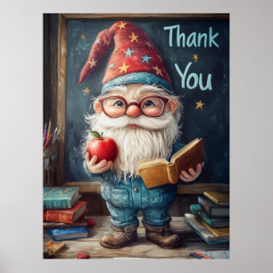 Póster Profesora Cute Gnome - Gracias Ilustracion