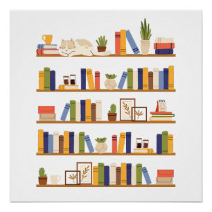 Póster Profesora de biblioteca de libros de color de lect