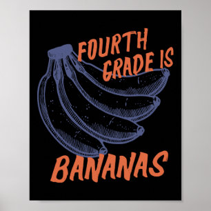 Póster Profesora de cuarto grado de plátanos y profesores