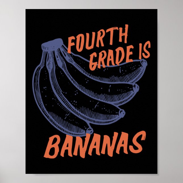 Póster Profesora de cuarto grado de plátanos y profesores (Frente)