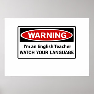 Póster Profesora de inglés de advertencia