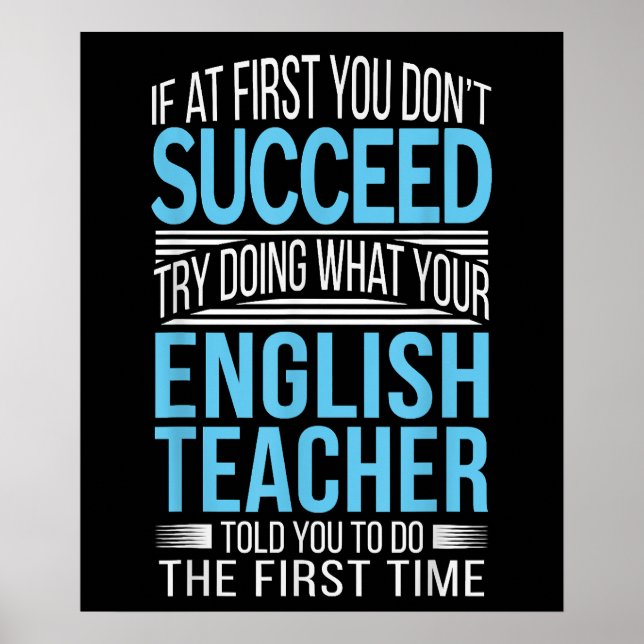 Póster Profesora de inglés Si al principio no tienes éxit (Frente)