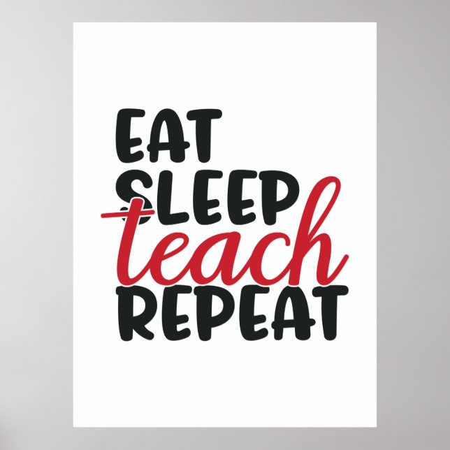 Póster Profesora de Regalos | Comer repetición de teach d (Frente)