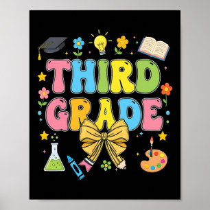 Póster Profesora de tercer grado Niños Coquette Bow Lápiz