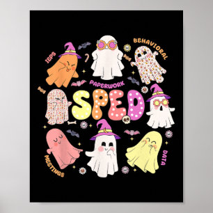 Póster Profesora Halloween Spooky Equipo de Educación Esp