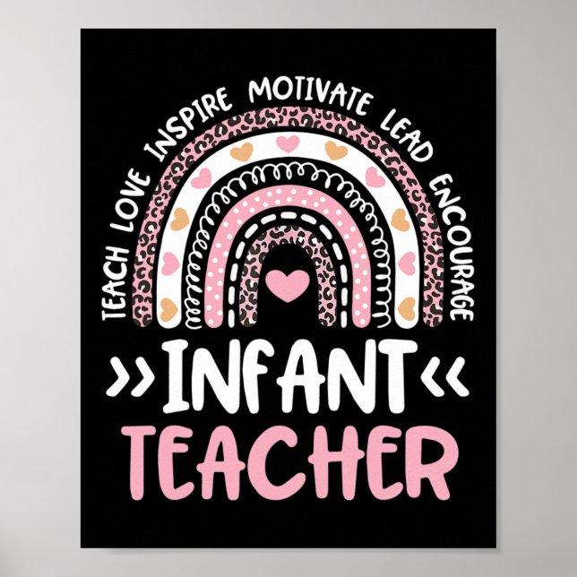 Póster Profesora infantil Cute Tie Dye Rainbow Heart Dayc (Frente)