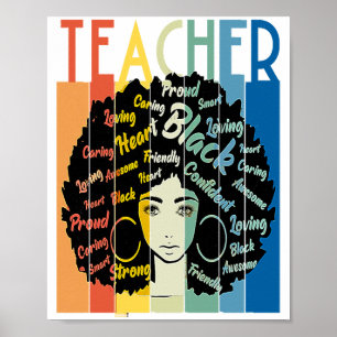 Póster Profesora mujer negra afro retro genial historia n