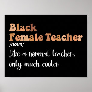 Póster Profesora Negra Definición Divertida Enseñanza