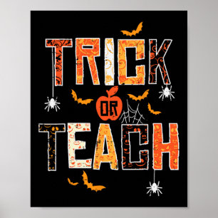Póster Profesoras De Halloween Trick O Teach Retro Hallow