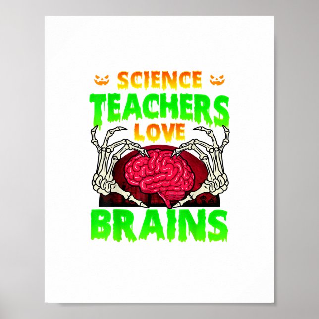 Póster Profesores Brains Skeleton Halloween (Frente)