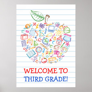 Póster Profesores de Doodles Escolares Poster Apple