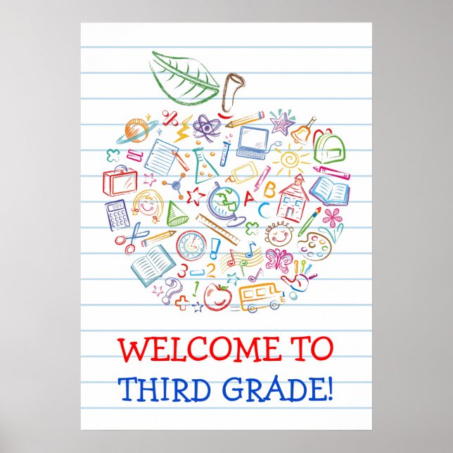 Póster Profesores de Doodles Escolares Poster Apple (Frente)