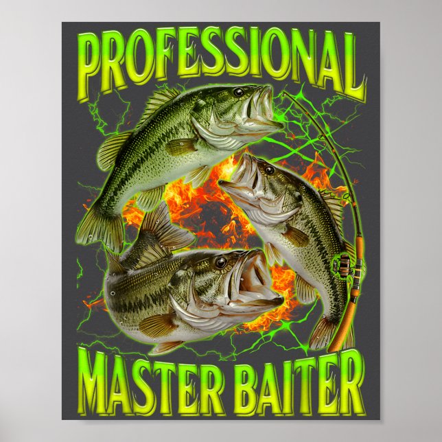 Póster Professional Master Baiter Funny Fishing Meme Boot (Frente)