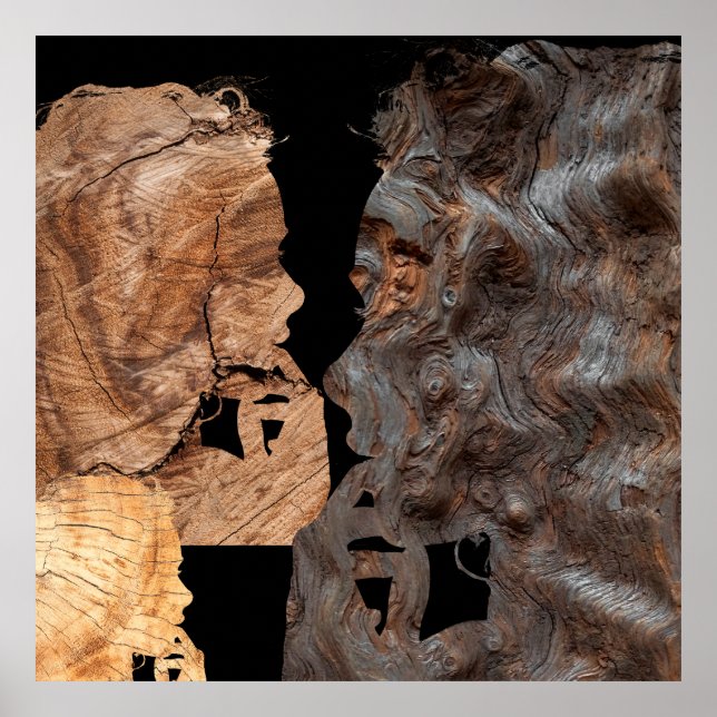 Póster Profil de femme perplexe - Bois (Frente)