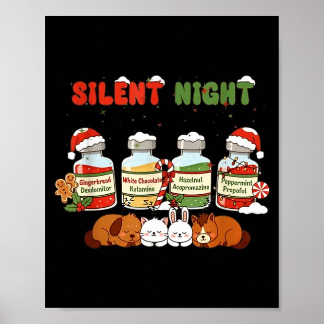 Póster Profol Silent Night Funny Vet Tech Christmas  (Frente)