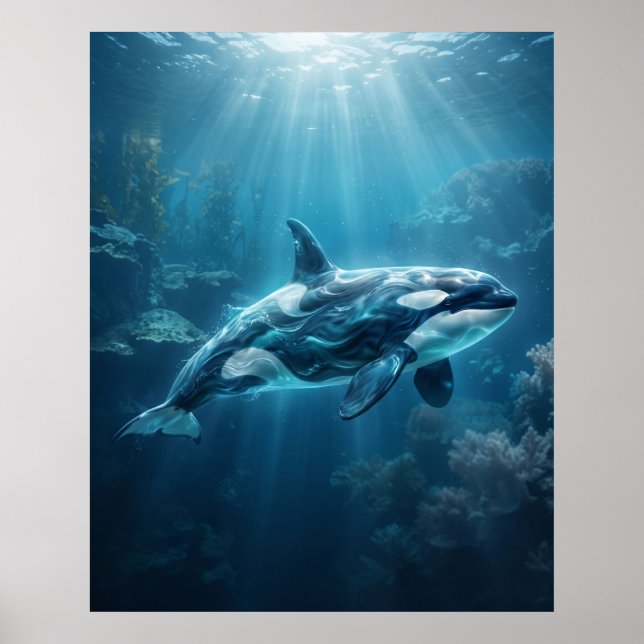 Póster Profundidades Azules Árticas de Orca Océano (Frente)
