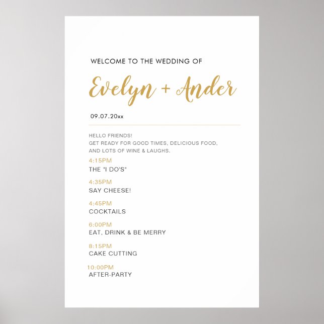 Póster Programa de bienvenida y cronología para Bodas min (Frente)