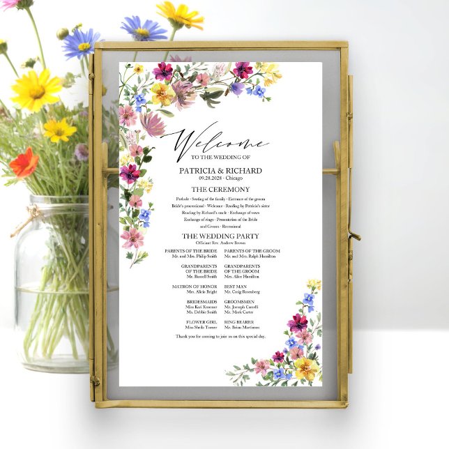 Póster Programa de boda de boho con flores silvestres (Subido por el creador)